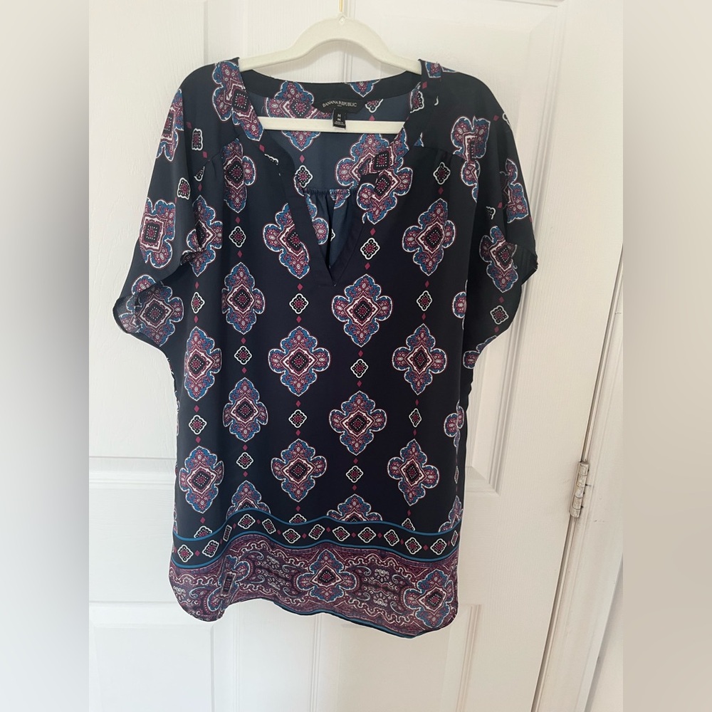 Banana Republic Blue Red Boxy Tunic